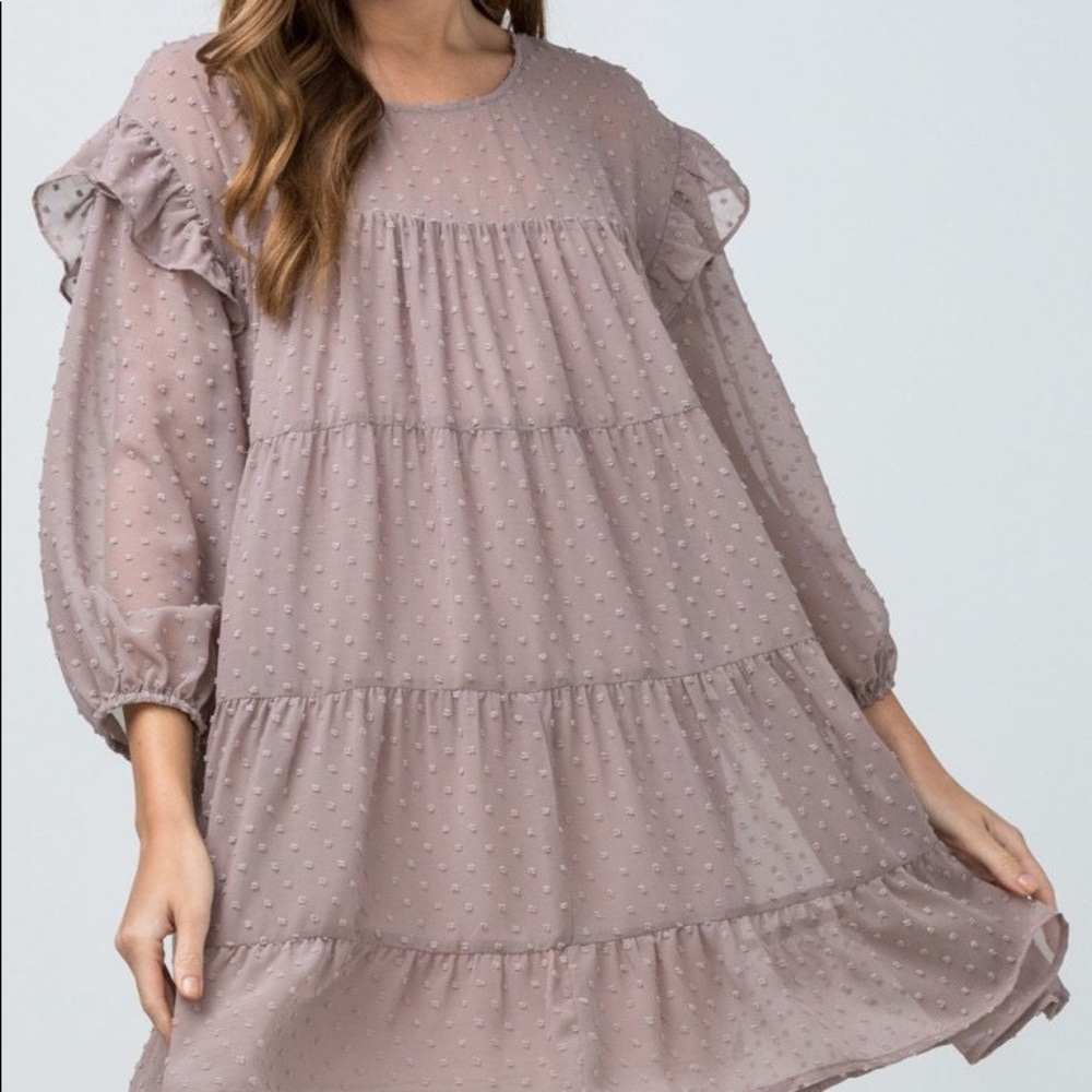 Entro Swiss Dot Tiered Dress